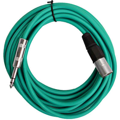 SEISMIC AUDIO - 25 Foot Green XLR Male to 1/4" TRS Patch Cable Snake Cords - NEW image 1