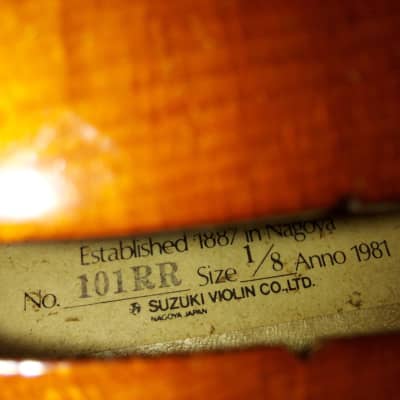 Suzuki 101RR (1/8 Size) Violin, Japan 1981, Stradivarius Copy, with case/bow image 5