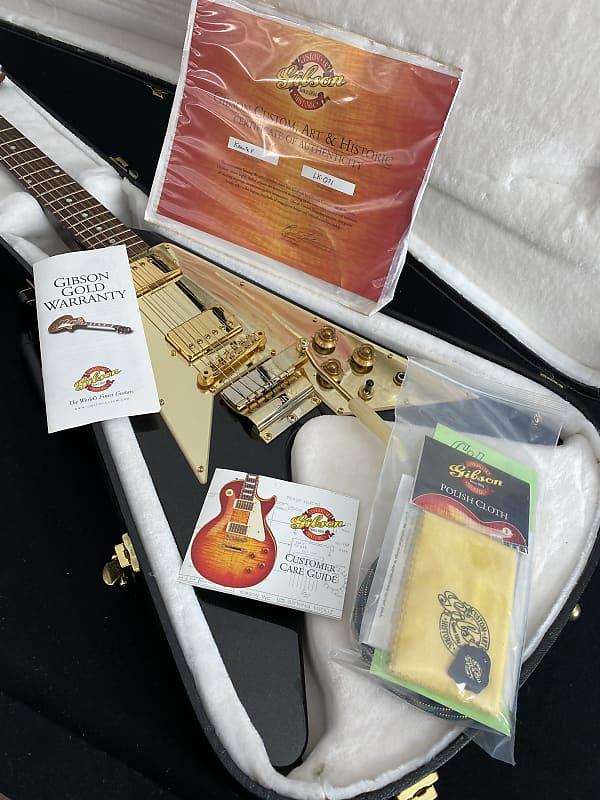 2002 Gibson Custom Shop Lenny Kravitz Signature '67 Flying V Ebony/Gold Sparkle image 1