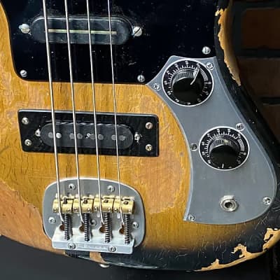 Woodcraft Electric Guitars Retro-Modified Bobcat 4 Vintage Sunburst Bass 34" Scale image 5