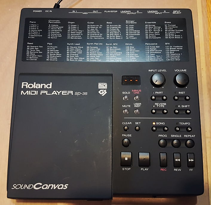 Roland SD-35 Sound Canvas Module and MIDI File on sale Player