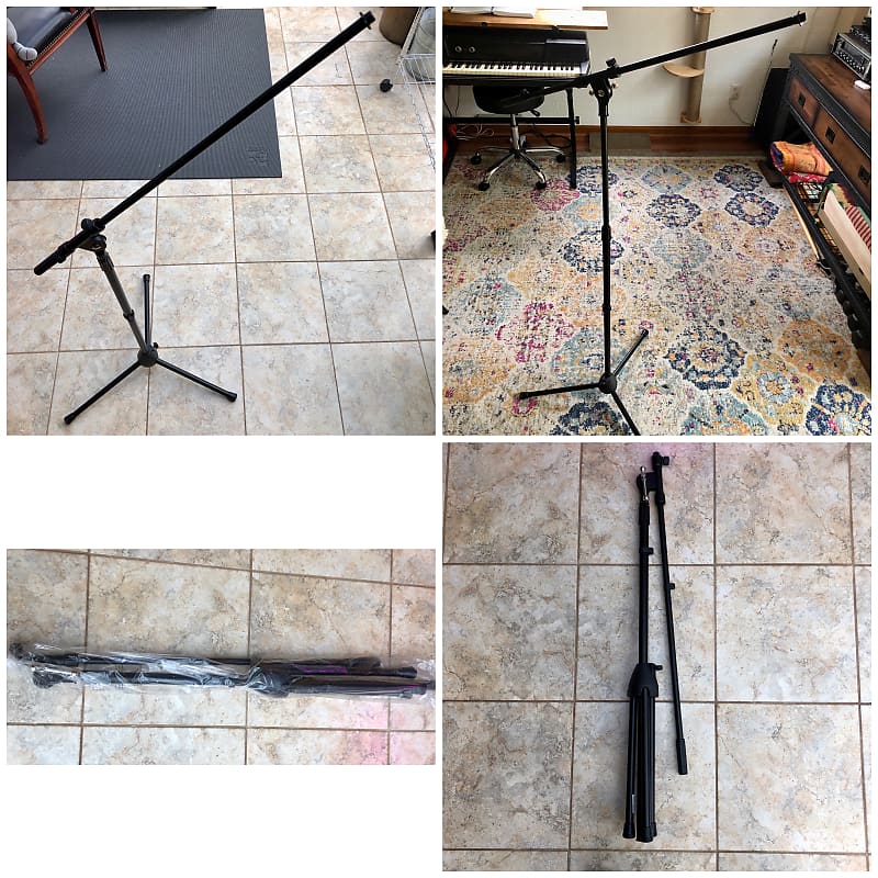 Microphone Stand 5 Pack with Gig Bag Folding Boom Style Reverb