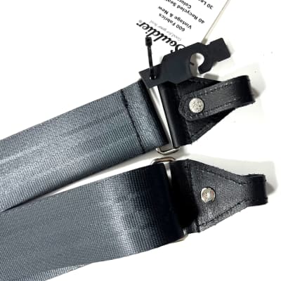 Souldier Banjo Strap Leather Ends Handmade Black Seatbelt Fabric image 4