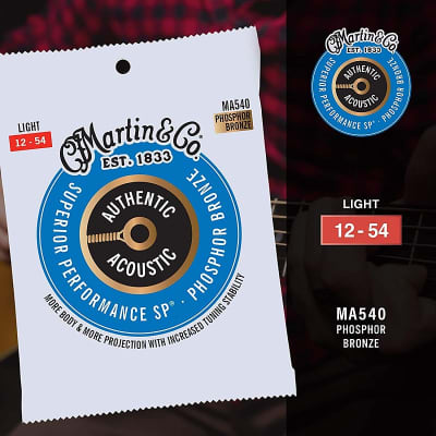 Martin Strings MA540 Phosphor Bronze Authentic Acoustic Guitar Strings Light 12-54 image 2