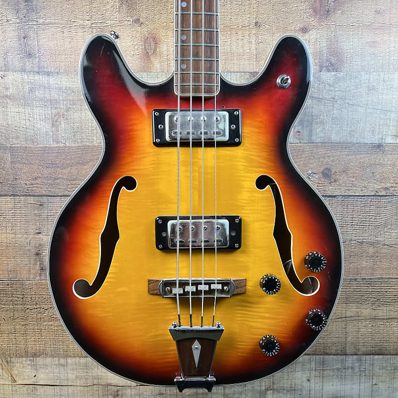 Univox Coily Hollowbody Bass 1970s Sunburst Reverb