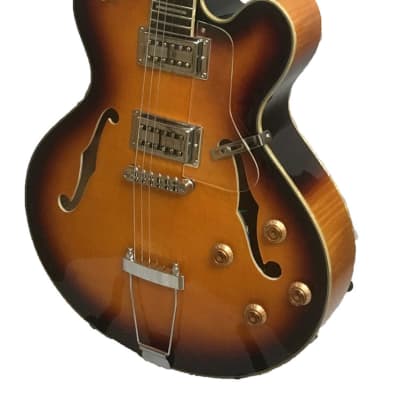 Alden AD-Dorchester 6 Semi Acoustic Guitar Vintage Sunburst Jazz Archtop Hollow Body Electric Guitar image 4