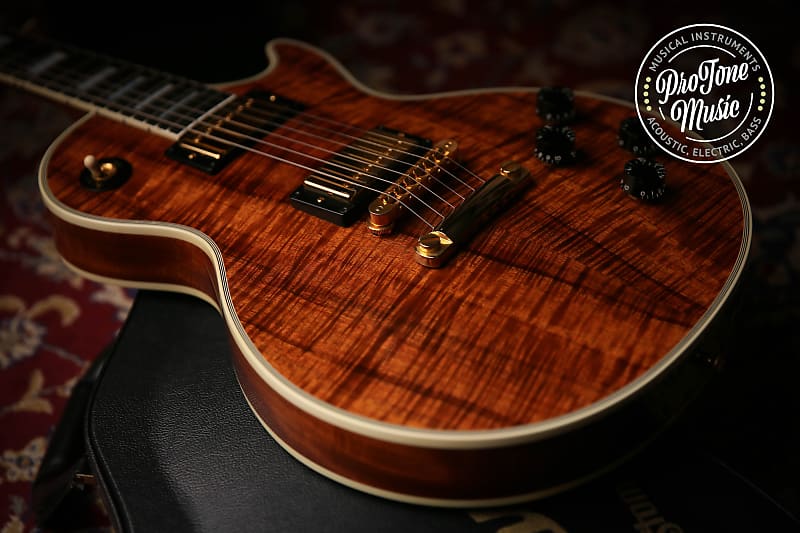 Gorgeous! 2014 Gibson Les Paul Custom Electric Guitar Koa Top COA