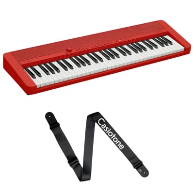 Casio CT-S1 61-Key Portable Keyboard, Red w/ Casiotone Strap