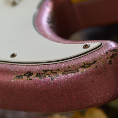 American Fender Custom Stratocaster Relic Nitro Faded Pink Sparkle image 9
