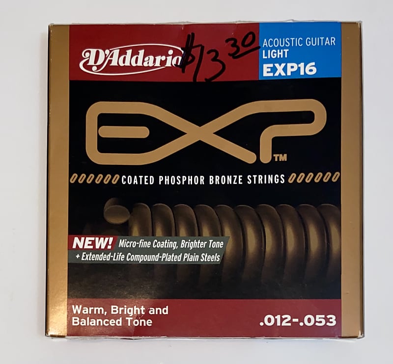 D'Addario EXP16 Acoustic Guitar Stings Light Coated Phosphor | Reverb