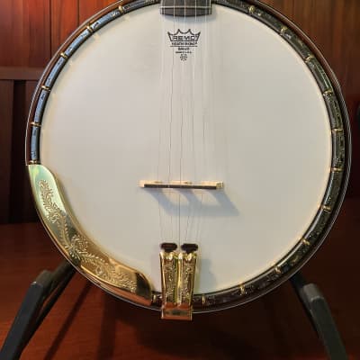 Prucha Presentation Gold and Silver Plated Gun Metal Engraved Five String Resonator Banjo Maple 2014 image 2