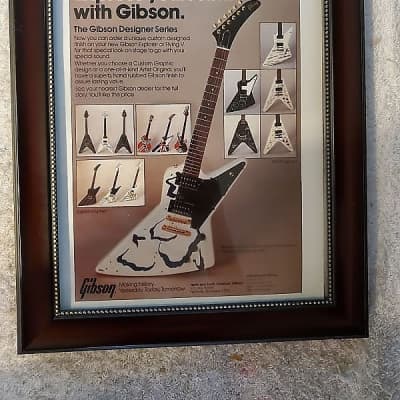 1984 Gibson Guitars Color Promotional Ad Framed Gibson Designer Series Explorer Original for sale