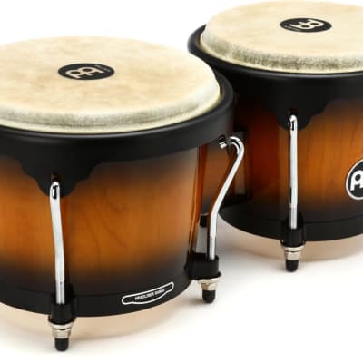 Meinl Percussion Headliner Series Wood Bongos - Vintage Sunburst  Bundle with Meinl Percussion Recording-Combo Wood Tambourine - Double Row with Head image 2