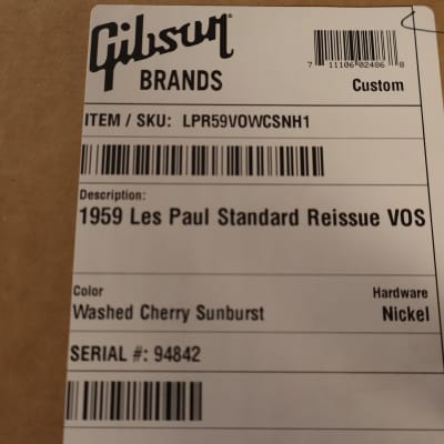 Gibson 1959 Les Paul Standard Reissue VOS Washed Cherry Sunburst image 15
