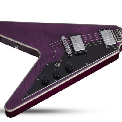 Schecter V-1 Custom Trans Purple Electric Guitar V1 image 3