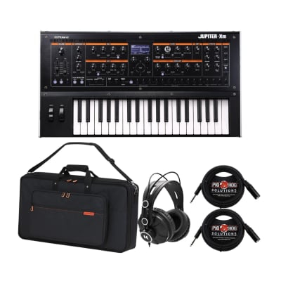 Roland JUPITER-XM 37-Key Slim Synthesizer - Bluetooth MIDI, and Wireless Connectivity Bundle with Roland Carrying Bag, Closed-Back Headphones, and Cables (5 Items)