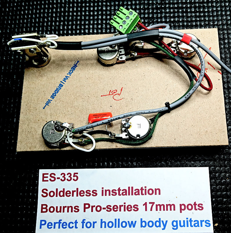 Solderless ES335 wiring harness Bourns 17mm proaudio pots Reverb