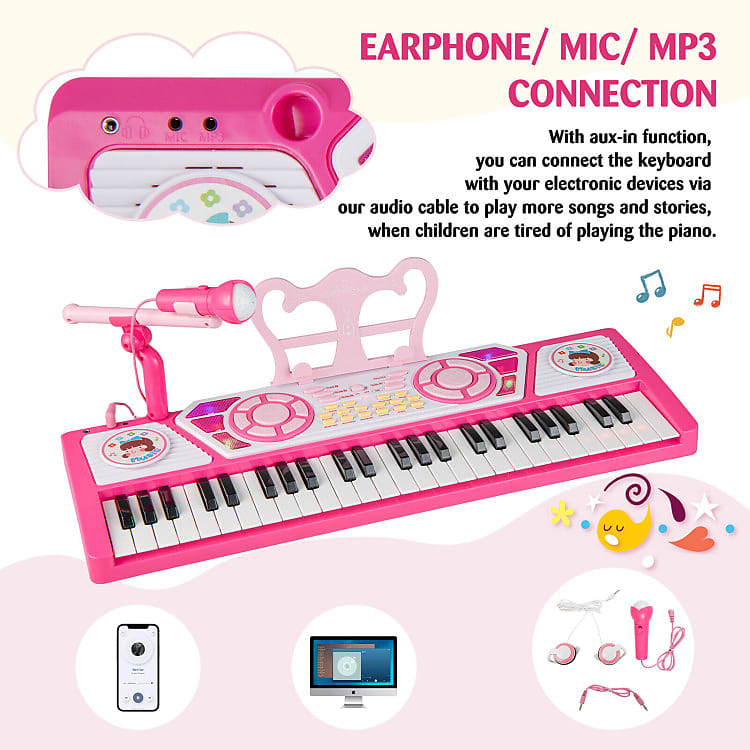 Other 49 Keys Kids Piano Keyboard for Kids 3+ 2023 - Pink image 1