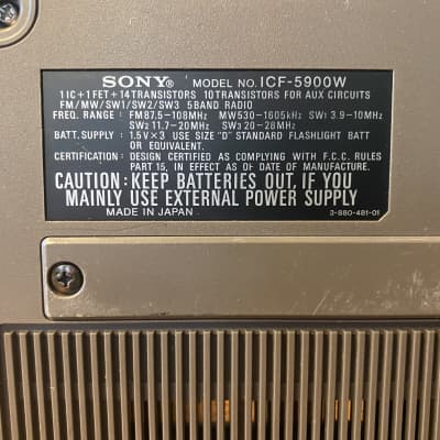 Vintage Sony ICF-5900W AM/FM/Short Wave Radio. **$299 SHIPPED** Super clean and works great! image 8
