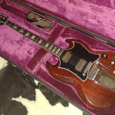 1967 Gibson SG Standard Large Pickguard- Lyre Vibrola- Cherry Red- Angus Young-vibe! Original Case! for sale