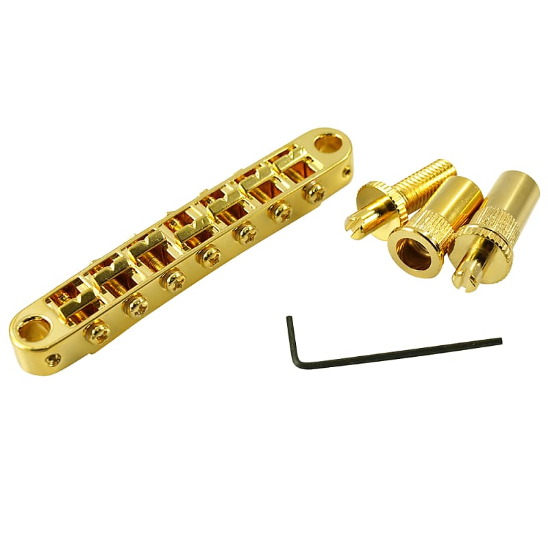 TonePros 7 String Metric Tune-O-Matic Bridge With Large Posts Gold image 1