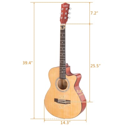 Glarry GT306 39 Inch Beginner Cutaway Acoustic Guitar Auditorium Spruce Burlywood image 3