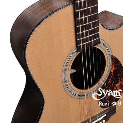 S.yairi Ruyi ゆり solid sitka spruce & claro walnut cutaway acoustic guitar image 5