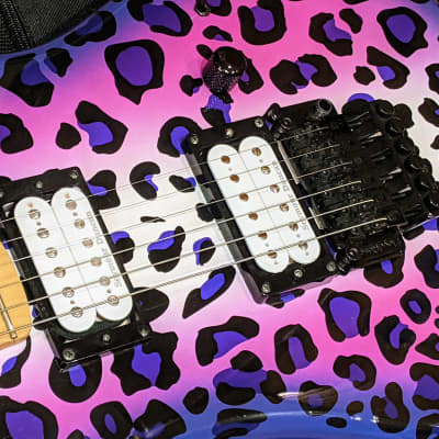 Kramer 2015 Pacer Satchel Purple Leopard MIK Steel Panther Guitar w/Fender Bag, Very RARE, EXC! image 5