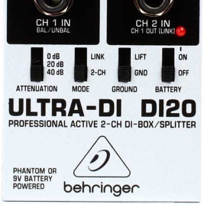 Behringer Ultra-DI DI20 2-channel Active Direct Box / Splitter image 1