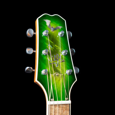 Sugi Custom Shop SH485 Exotic Mastergrade Burl Top & Birdseye Fingerboard (Tropical Green Burst) image 4