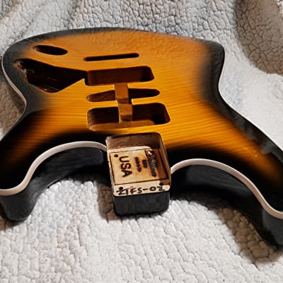 USA made bound Alder body in "2 tone sunburst" Flame maple top. Made for a Strat neck.#2TFS-02.Tiny scratch. Took off over $80 image 8