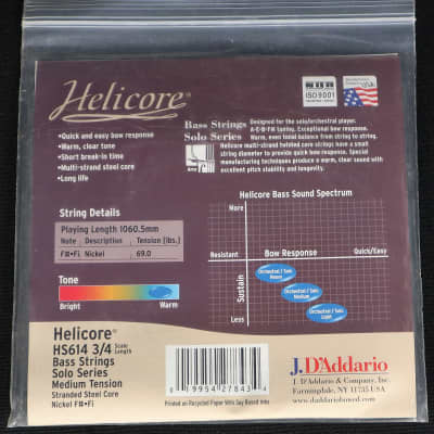 D'Addario HELICORE HH612 3/4M コントラバス弦　中古 ト セール おすすめ D'Addario コントラバス弦中古 3/4M HH612
