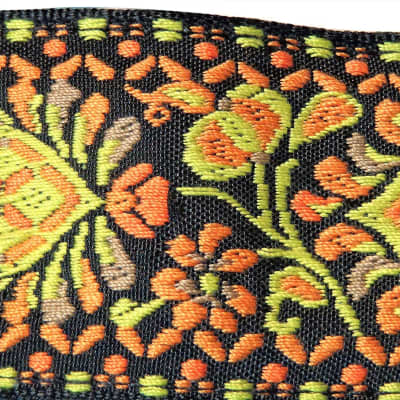 Vintage Jacquard Woven Banjo Strap - Yellow Paisley