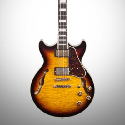 Ibanez Artcore Expressionist AM93QM Semi-Hollowbody Electric Guitar, Antique Yellow Sunburst image 2