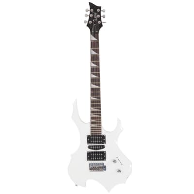 Glarry 36inch Burning Fire Style Electric Guitar White w/ 20W Amplifier image 5
