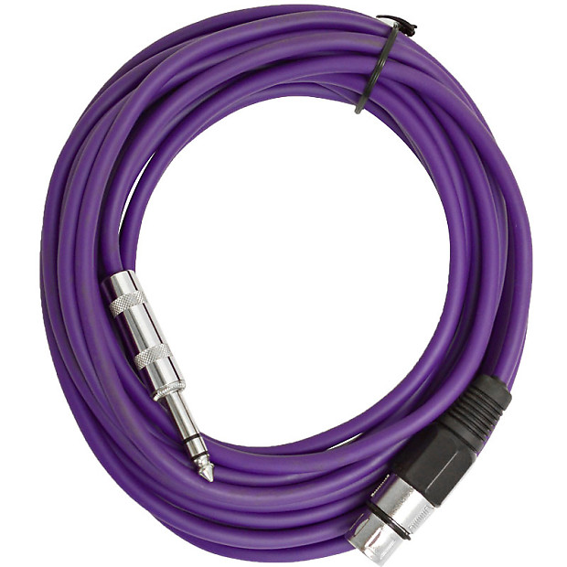 Seismic Audio SATRXL-F25PURPLE XLR Female to 1/4" TRS Male Patch Cable - 25' image 1
