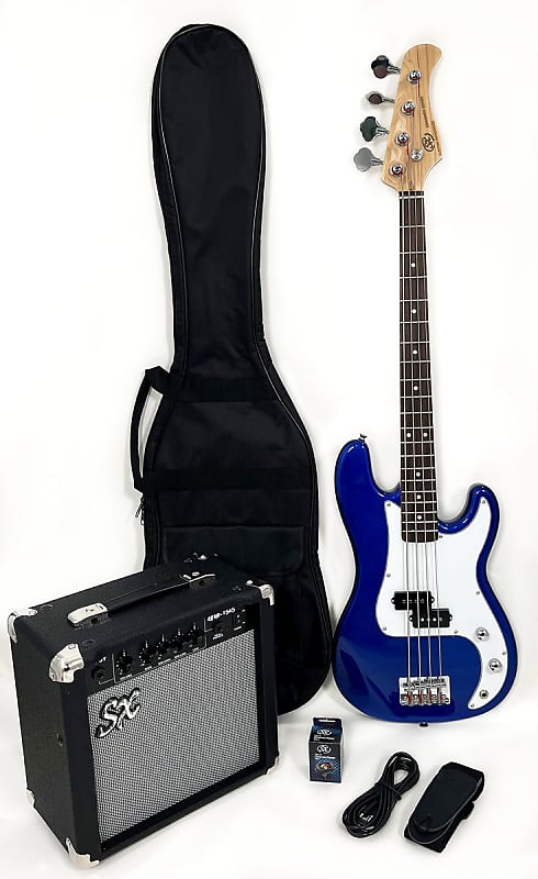 Bass Guitar Package Short Scale w/Amp, Carry Bag, and Tuner SX Ursa 1 JR RN PK EB image 1