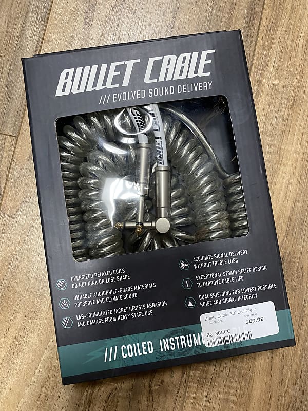 Bullet Cable 30′ COIL CABLE Clear Reverb