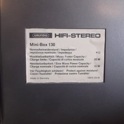 Grundig Mini Box 130 compact Loudspeakers 1970s Grey image 3
