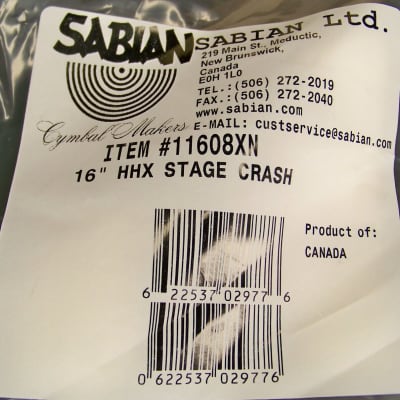 Sabian HHX 16" Stage Crash Cymbal/Model #11608XN/Brand New image 5