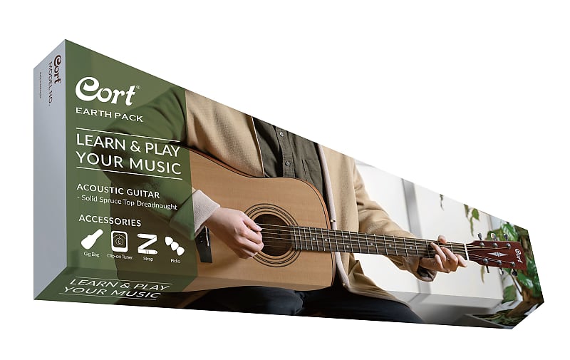 Cort Earth Series Acoustic Guitar (Top Quality Starter Pack) Open Pore Item ID: EARTHPACKOP-A-U image 1