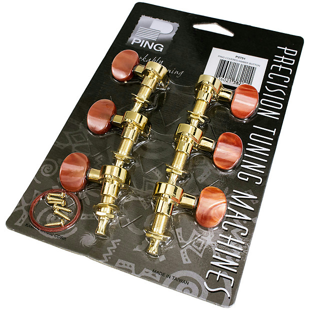 PING Sealed Guitar Tuners, 3x3 GOLD with AMBER BUTTON, P2751 Reverb