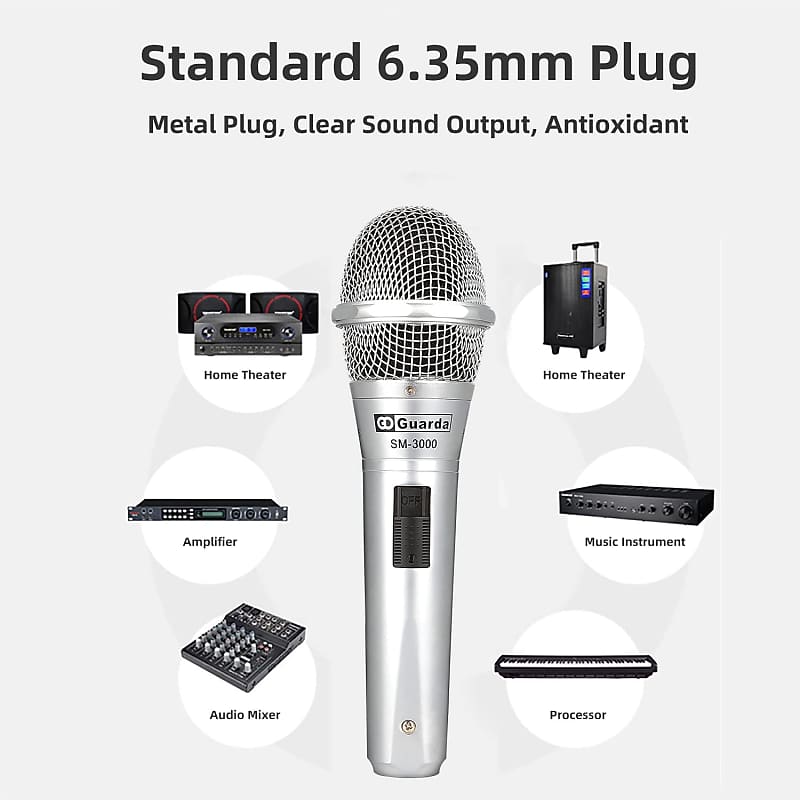 Wireless Microphone, GD Guarda US-88, Professional UHF Dual Handheld  Dynamic Mic System Set with Rechargeable Receiver, 160 ft Range,  1/4''Output, for