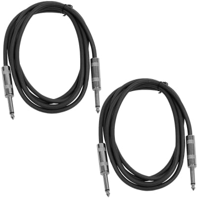 2 Pack of 6 Foot 1/4" TS Patch Cables 6' Extension Cords Jumper - Black & Black image 1