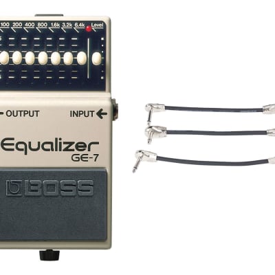 Boss GE-7 7-Band Graphic Equalizer + Gator Patch Cable 3 Pack for sale