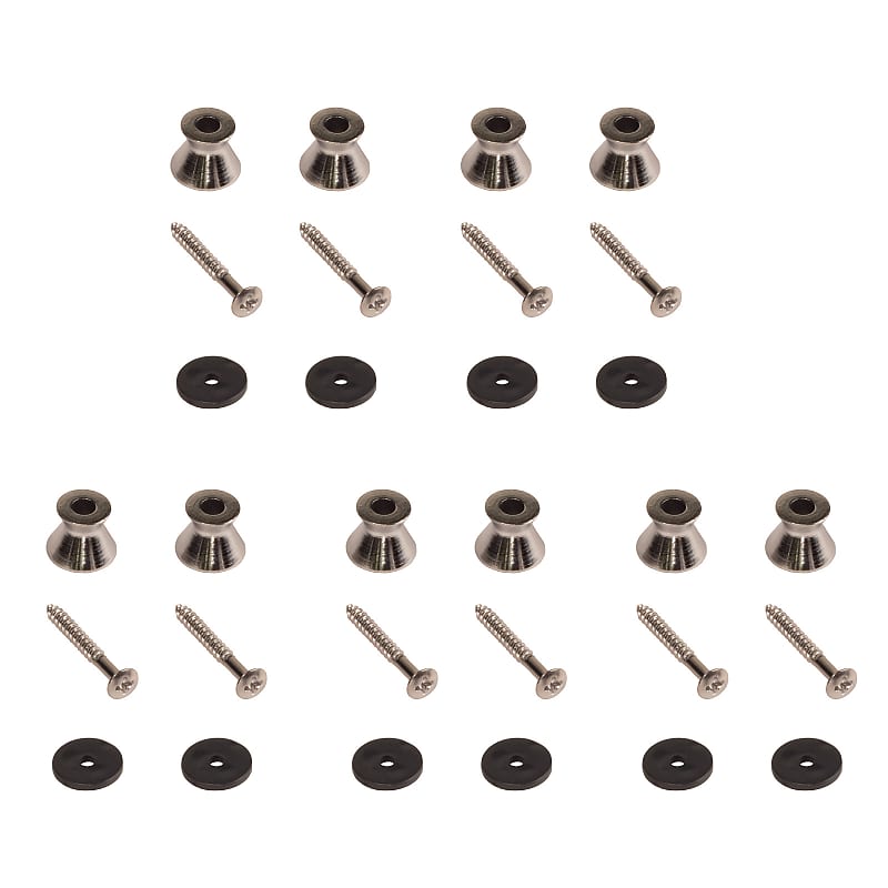 10 Pack of Chrome Guitar Strap Buttons for electric guitars - Universal fit image 1
