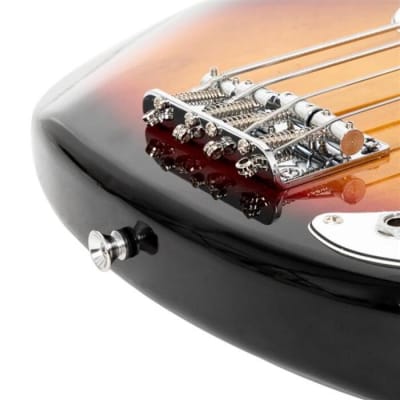 Glarry 4 String Fretless Bass Guitar - Sunburst image 10