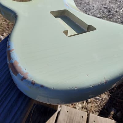 4lbs BloomDoom Nitro Lacquer Aged Relic Sonic Blue HSS S-Style Vintage Custom Guitar Body image 16