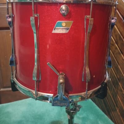 Ludwig 15" Marching Snare Drum 1970's - Red Sparkle image 1