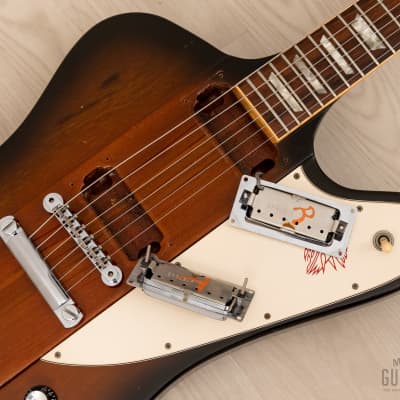 1996 Gibson Firebird V Vintage Sunburst 100% Original w/ Banjo Tuners, Case image 16